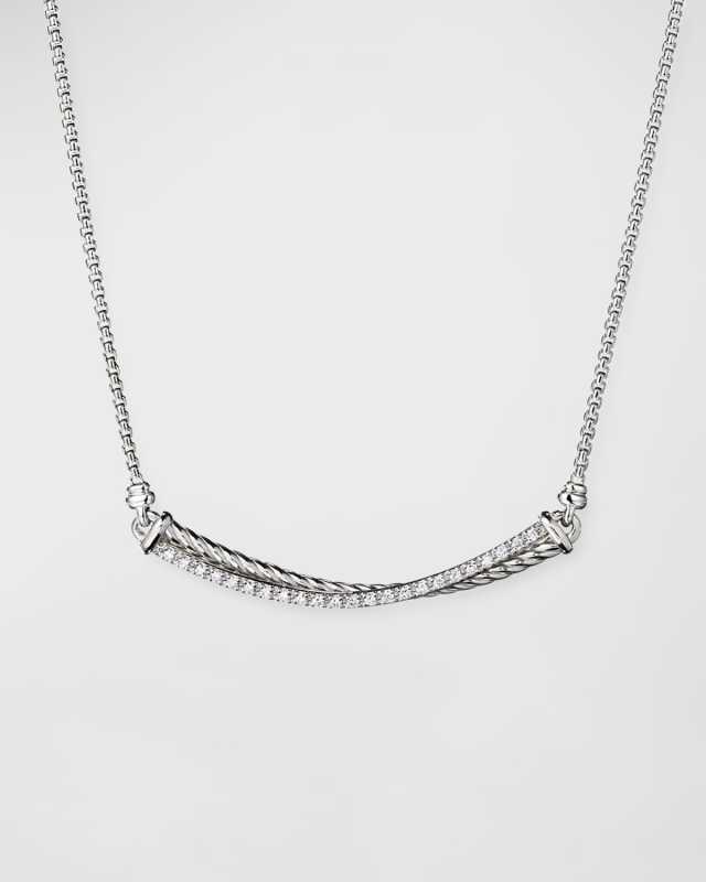 Crossover Diamond Bar Necklace