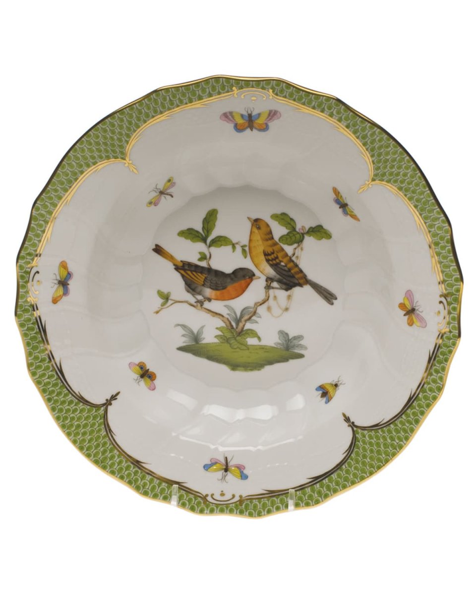 Rothschild Bird Green Motif 09 Rim Soup Bowl