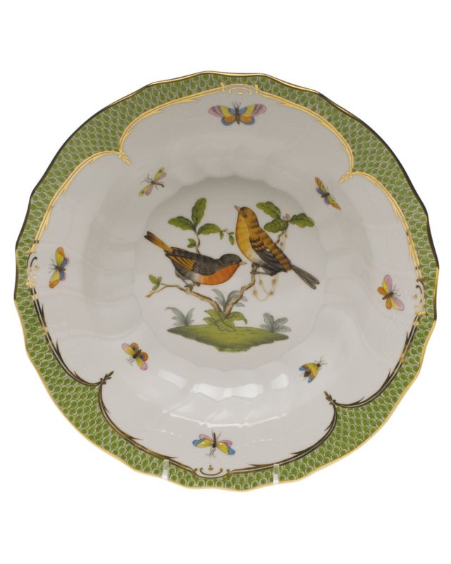 Rothschild Bird Green Motif 09 Rim Soup Bowl