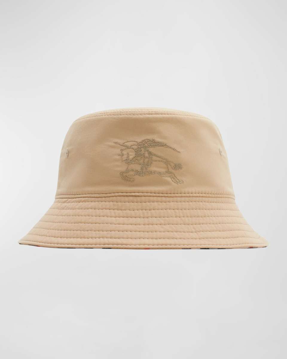 Kid's Check-Lined Reversible Bucket Hat, Size S-M