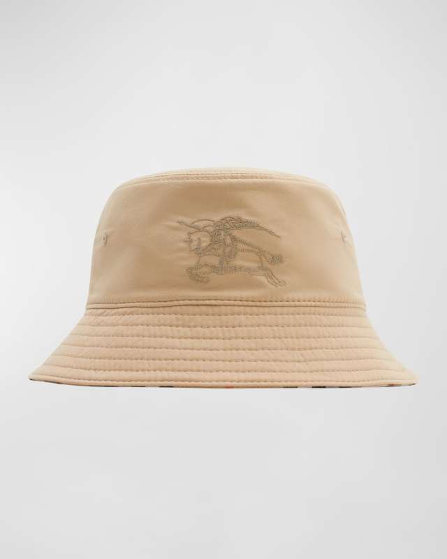 Kid's Check-Lined Reversible Bucket Hat, Size S-M