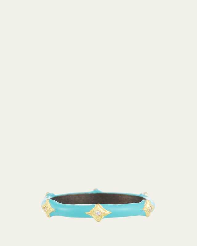 Old World Enamel Diamond Crivelli Stack Ring, Size 5.5-7