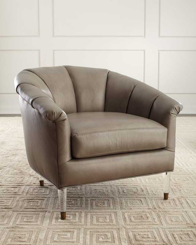 Surrey Leather Channel Tufted Chair