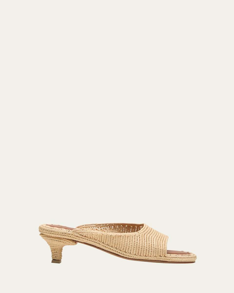 Port Raffia Kitten-Heel Slide Sandals