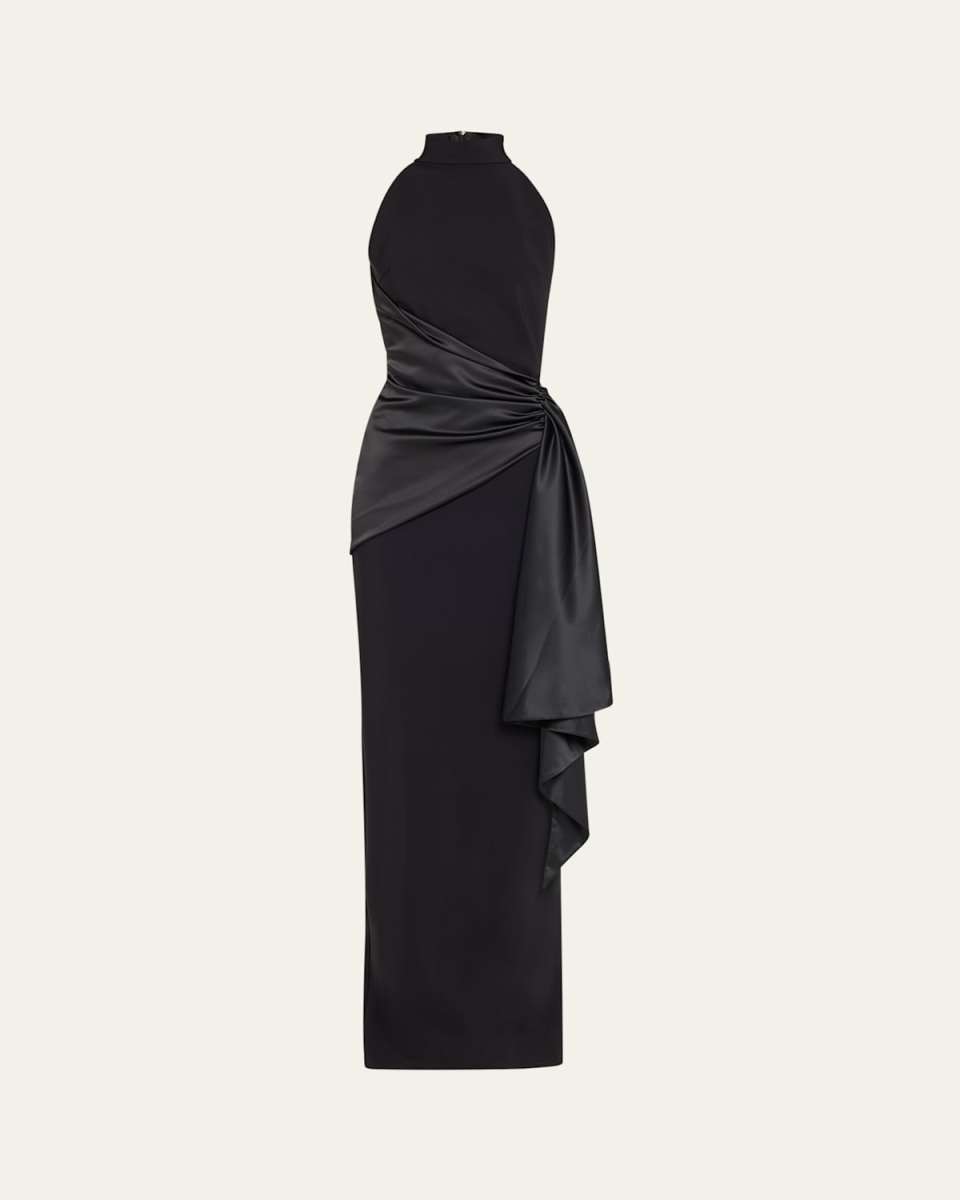 Gudairi Ra Draped Halter Column Gown