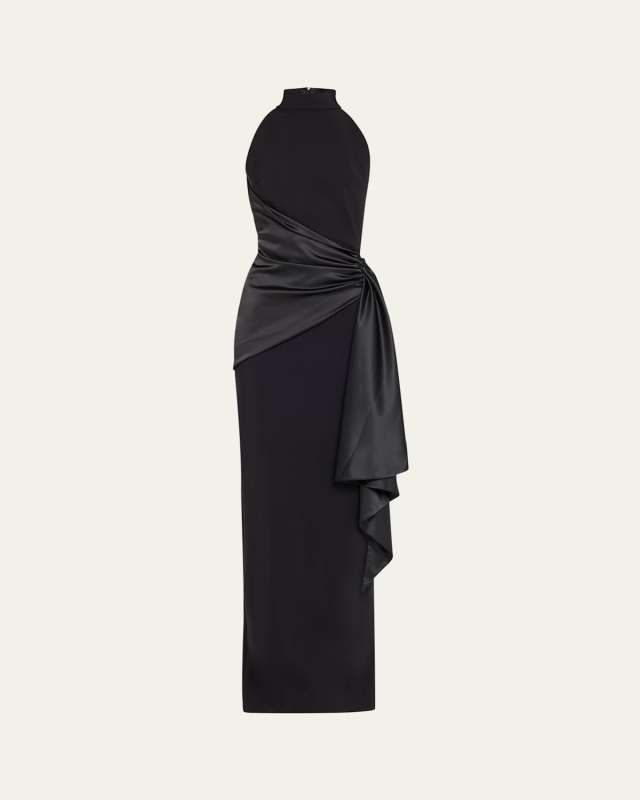 Gudairi Ra Draped Halter Column Gown