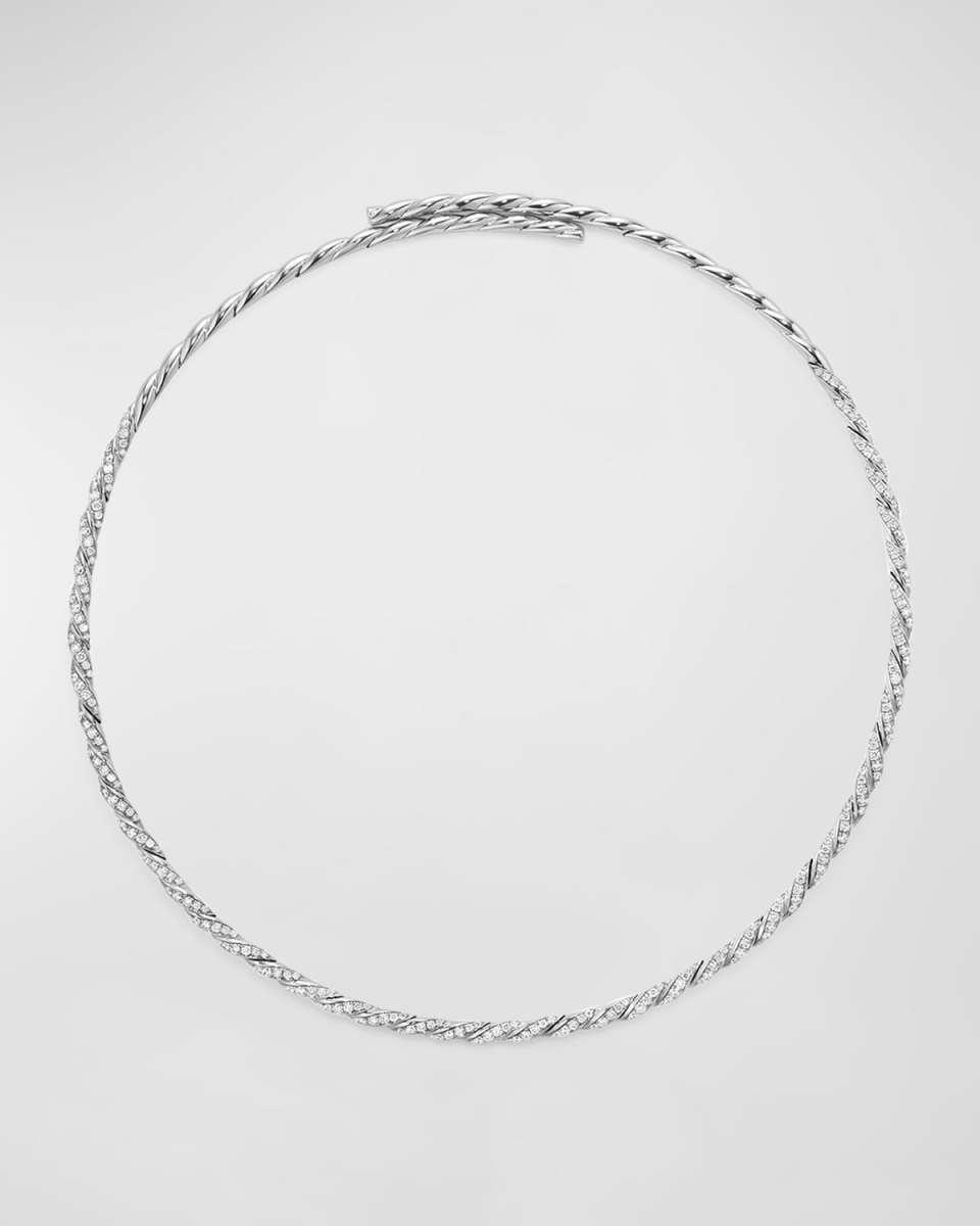 Sculpted Cable Flex Necklace in 18K White Gold, 3.7mm