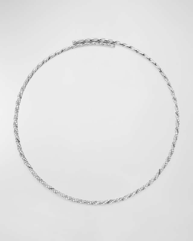 Sculpted Cable Flex Necklace in 18K White Gold, 3.7mm