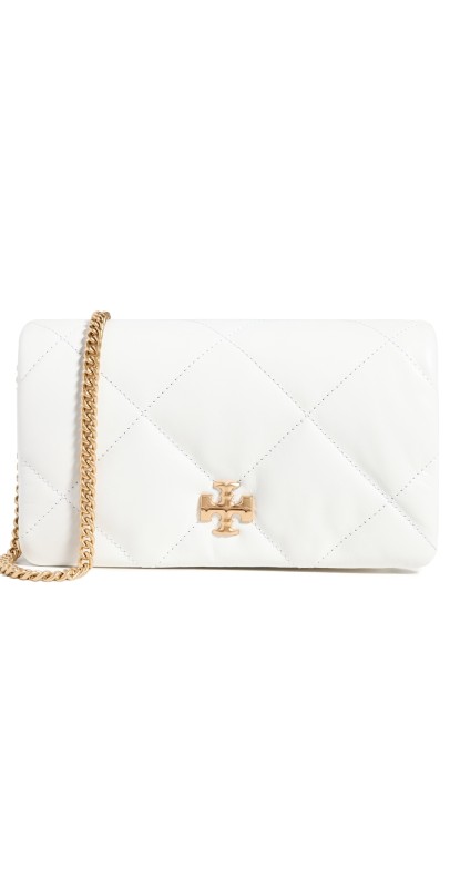 Tory Burch Kira Diamond Quilt Chain Wallet Blanc