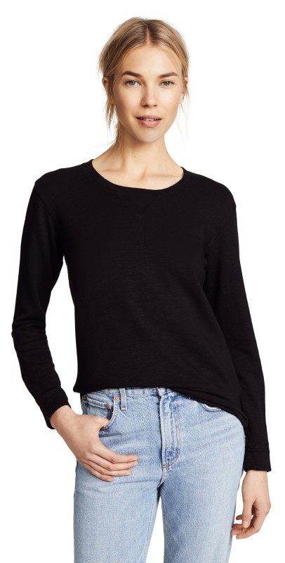 MONROW Crew Neck Sweatshirt Black