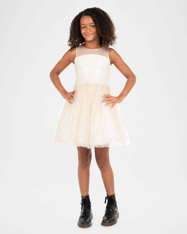 Girl's Sabrina Sparkly Metallic Dress, Size 7-16