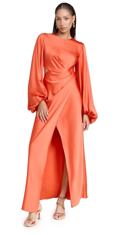 Significant Other Lara Long Sleeve Dress Rust Red