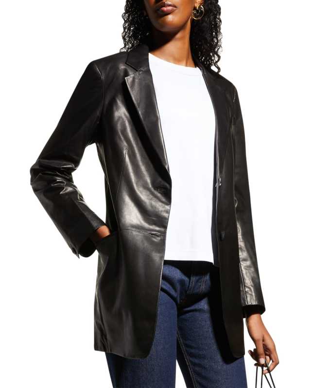 Charles Lambskin Leather Blazer