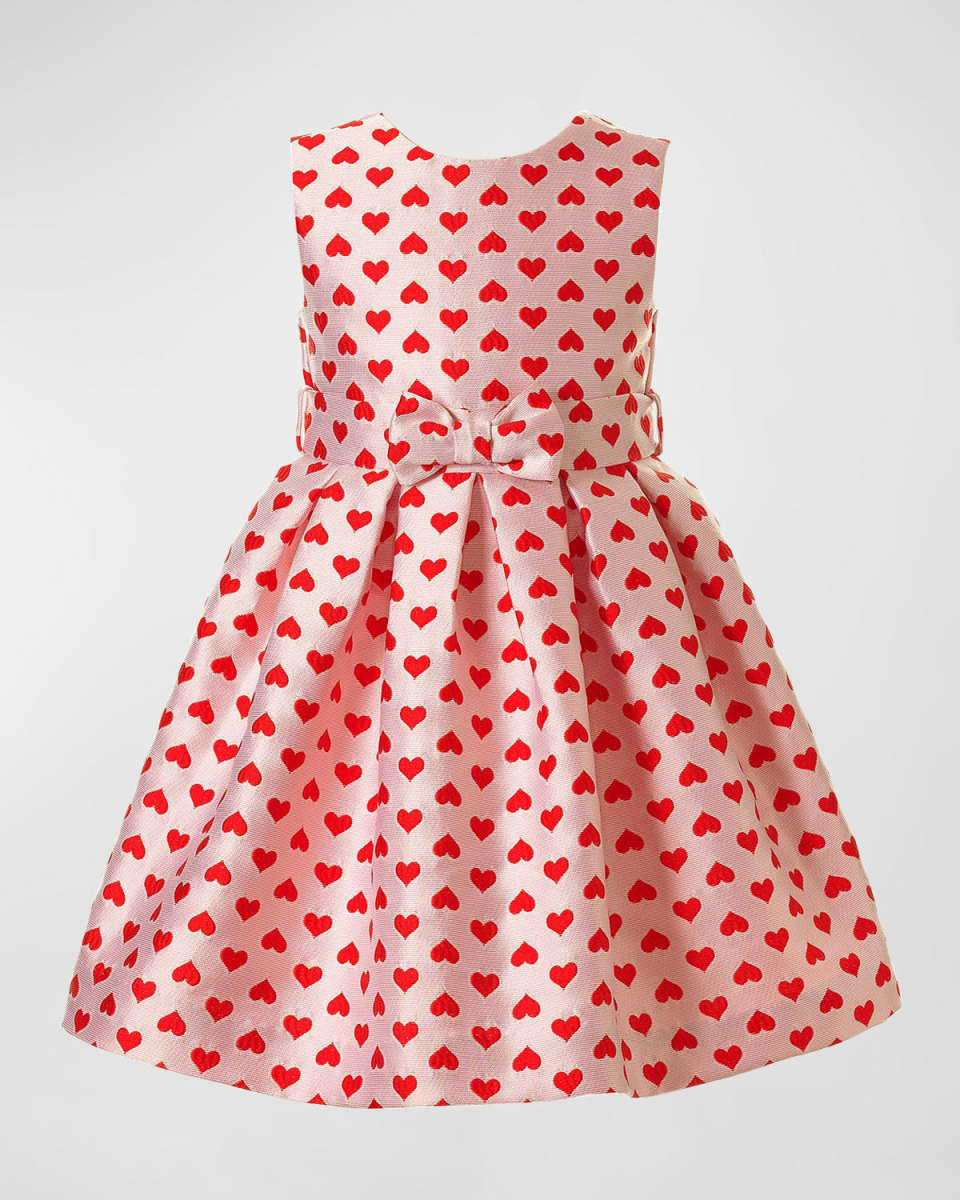 Girl's Heart Damask Party Dress, Size 2-12