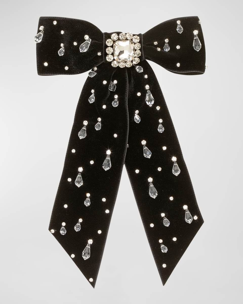 Alva Embellished Velvet Bow Barrette
