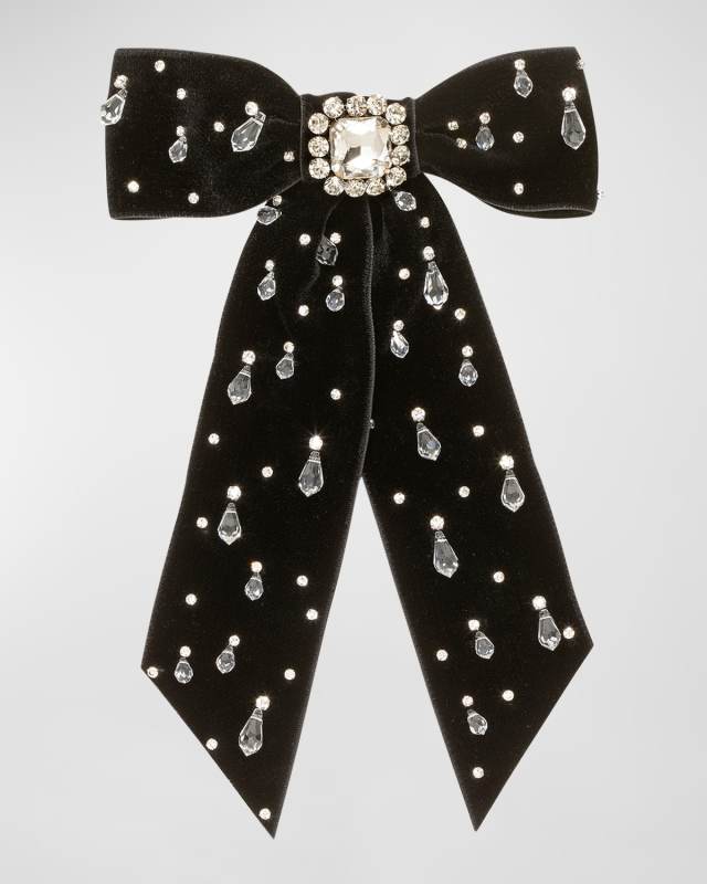 Alva Embellished Velvet Bow Barrette