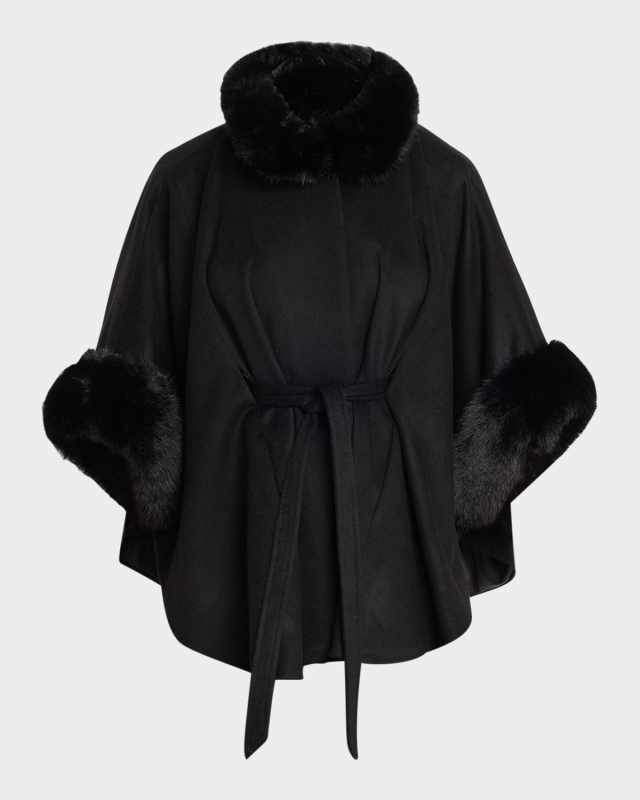 Cashmere Shawl W/ Faux Fur T