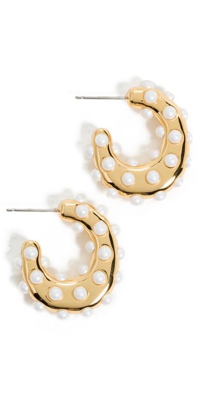 Lele Sadoughi Archer Mini Hoop Earrings Pearl