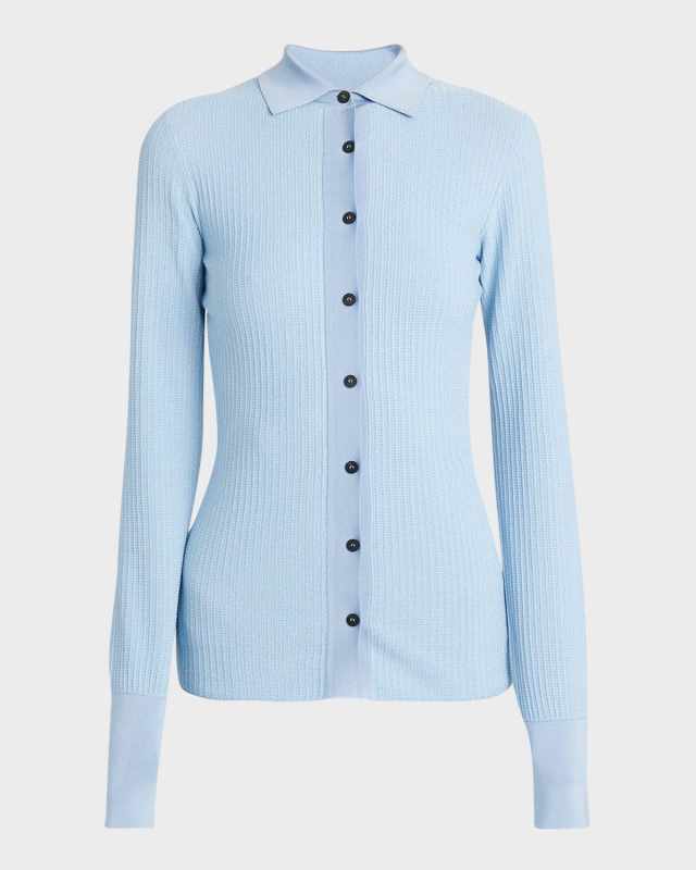 Cotton Silk Micro Jacquard Cardigan