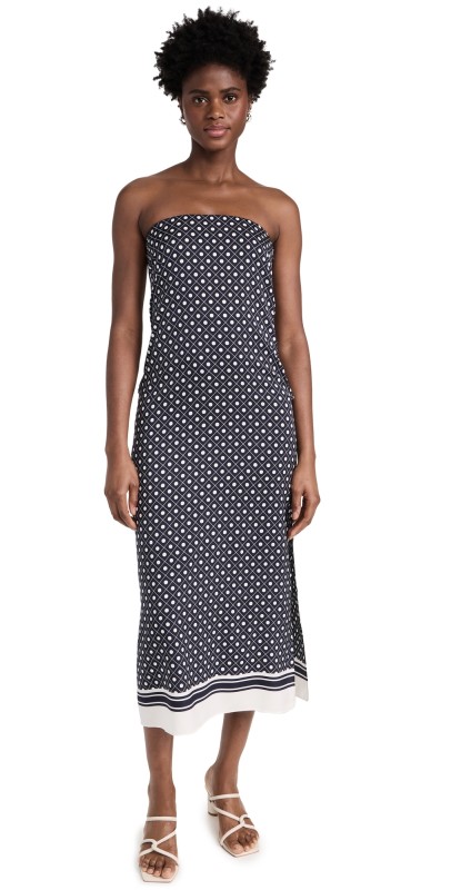 La Ligne Strapless Midi Dress Navy/Ivory