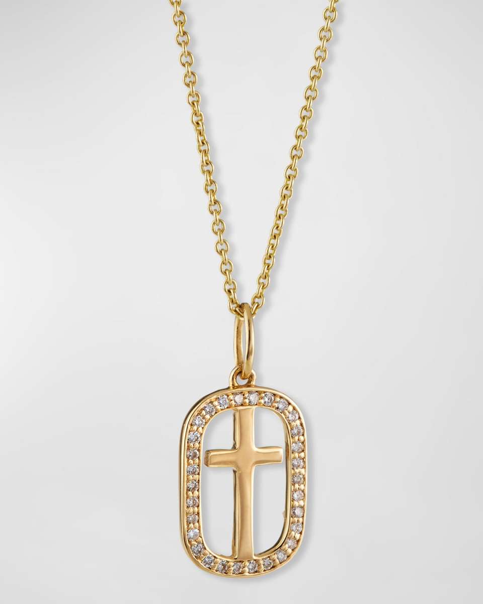 Diamond Cross Open Icon Charm Necklace