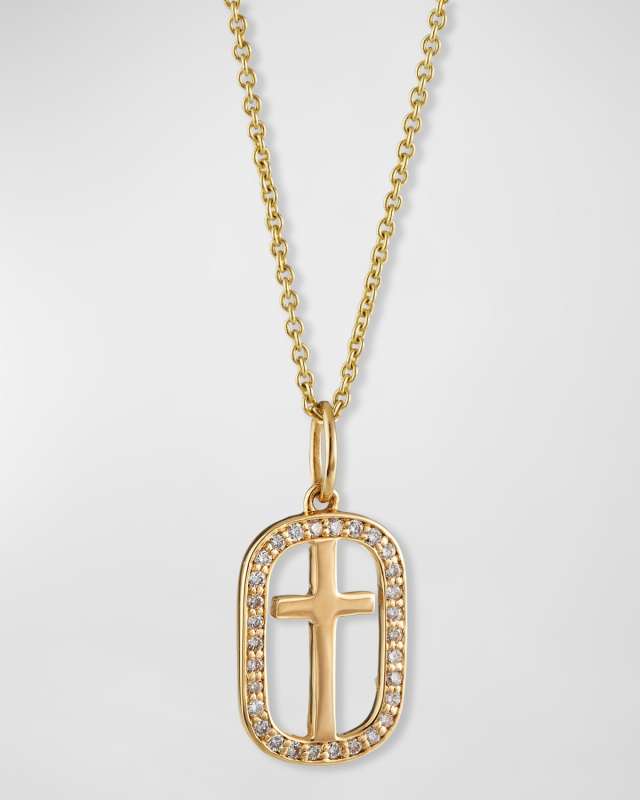 Diamond Cross Open Icon Charm Necklace