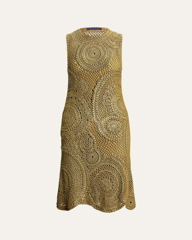 Foiled Crocheted Sweater Cocktail Dress