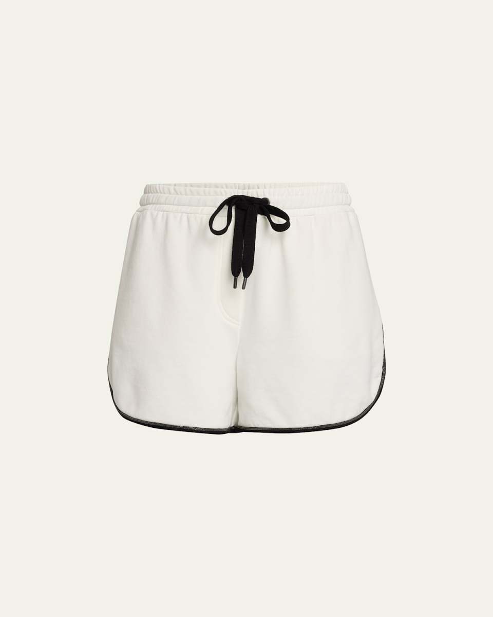 Cotton Felpa Track Shorts With Monili Detai