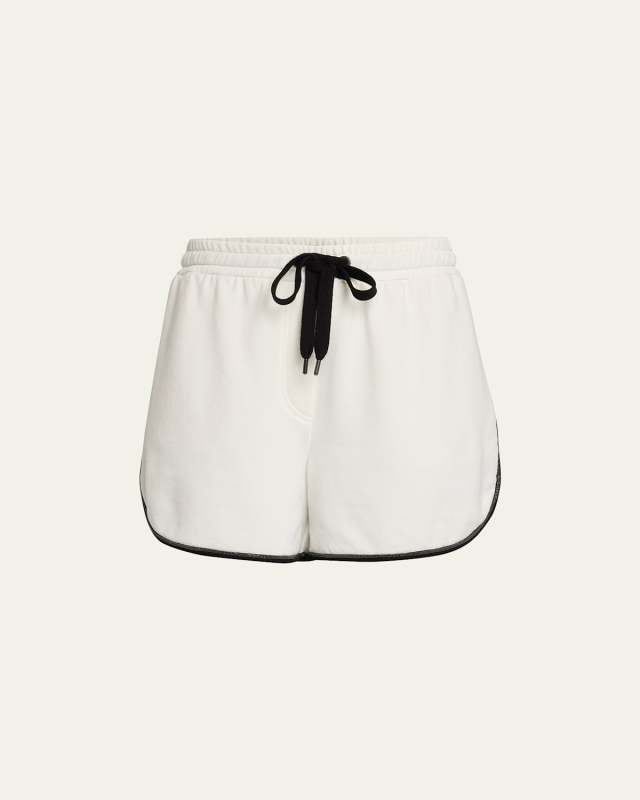 Cotton Felpa Track Shorts With Monili Detai