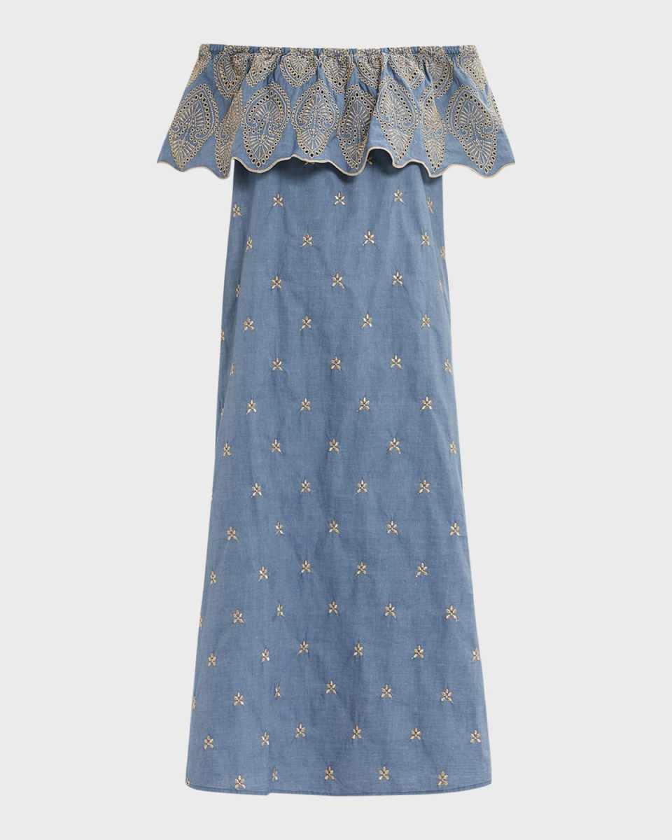 Plus Size Micro Off-Shoulder Embroidered Dress