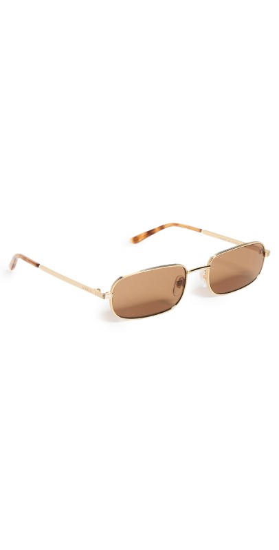 Gucci Rectangular Sunglasses Gold-Gold-Brow