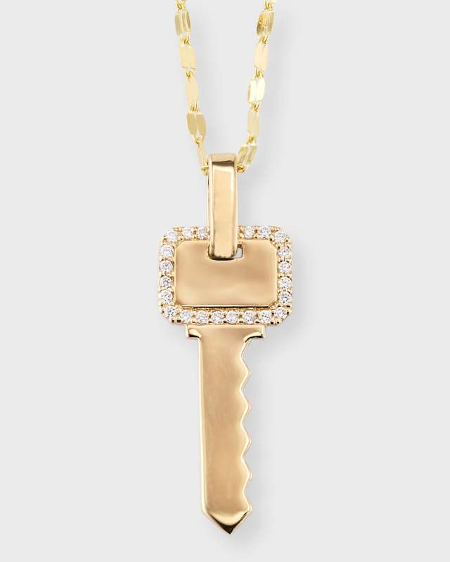 Flawless 14K Gold Lock Pendant Necklace