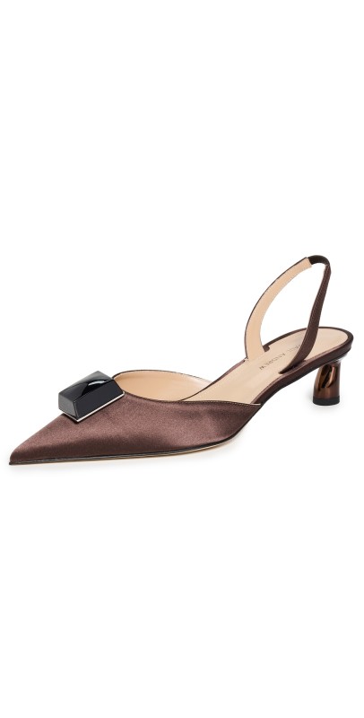 Paul Andrew Point Cube Heels 40mm Satin/Espresso