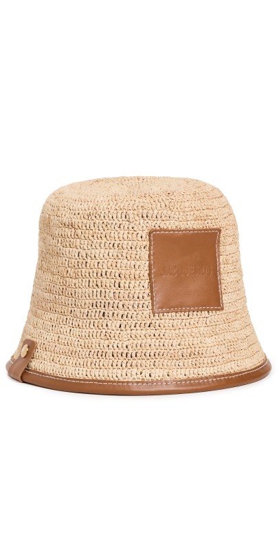 Jacquemus Le Bob Soli Straw Bucket Hat Light Brown 2