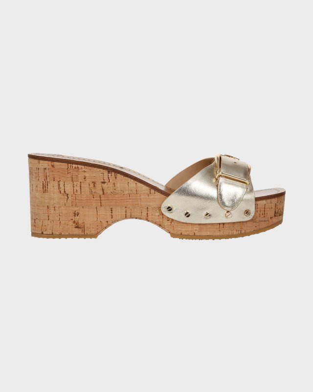 Dallas Metallic Buckle Slide Sandals