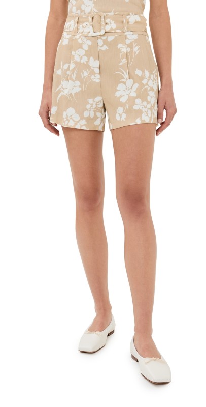 Veronica Beard Hobbes Shorts Stone Khaki/Off White