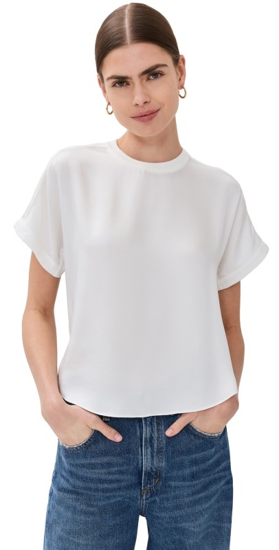 SIMKHAI Addy Knit Back T-Shirt White