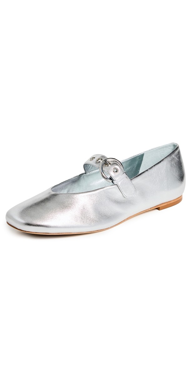 Reformation Bethany Ballet Flats Silver