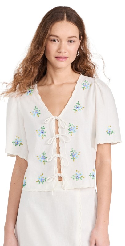Sea Tania Beaded Top White
