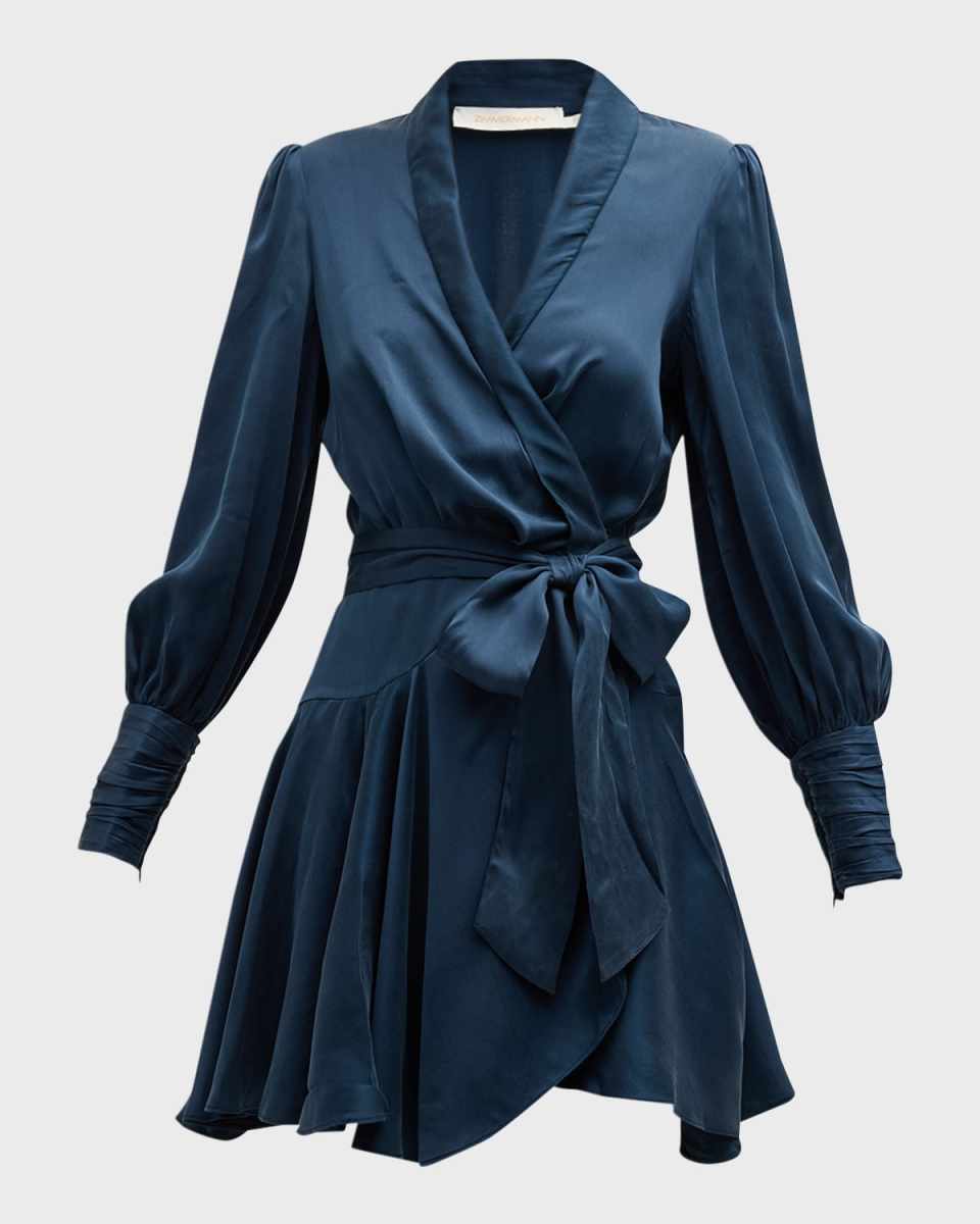 Silk Wrap Mini Dress