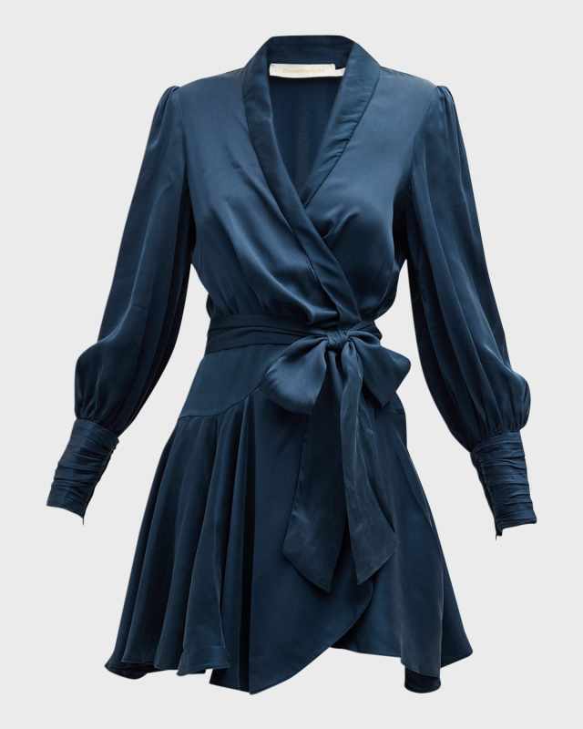 Silk Wrap Mini Dress