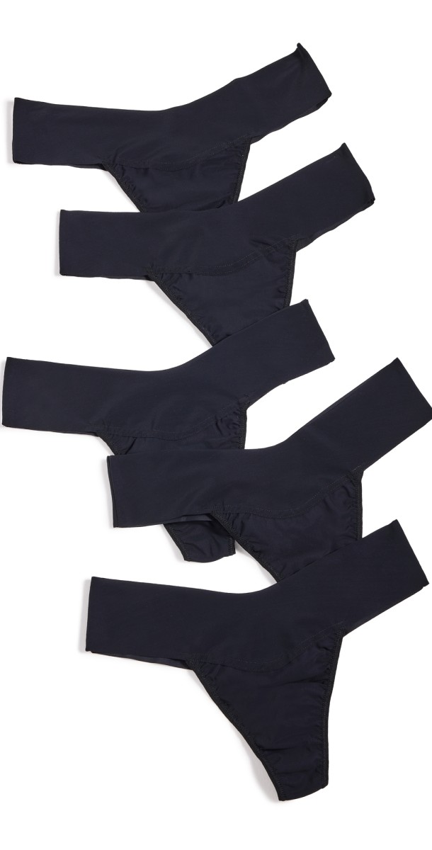 Hanky Panky Breathe Natural Thong 5 Pack Black