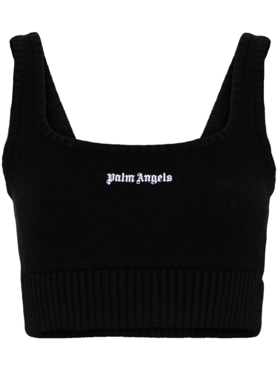 embroidered-logo knit tank top