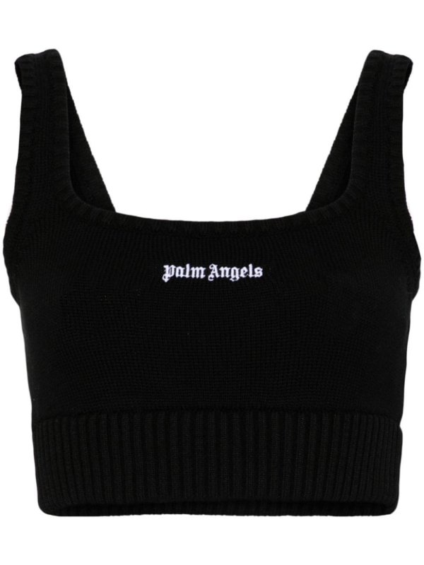 embroidered-logo knit tank top