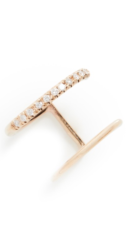 Zoe Chicco 14k Mixed Wire Pave Diamond Double Ear Cuff Yellow Gold