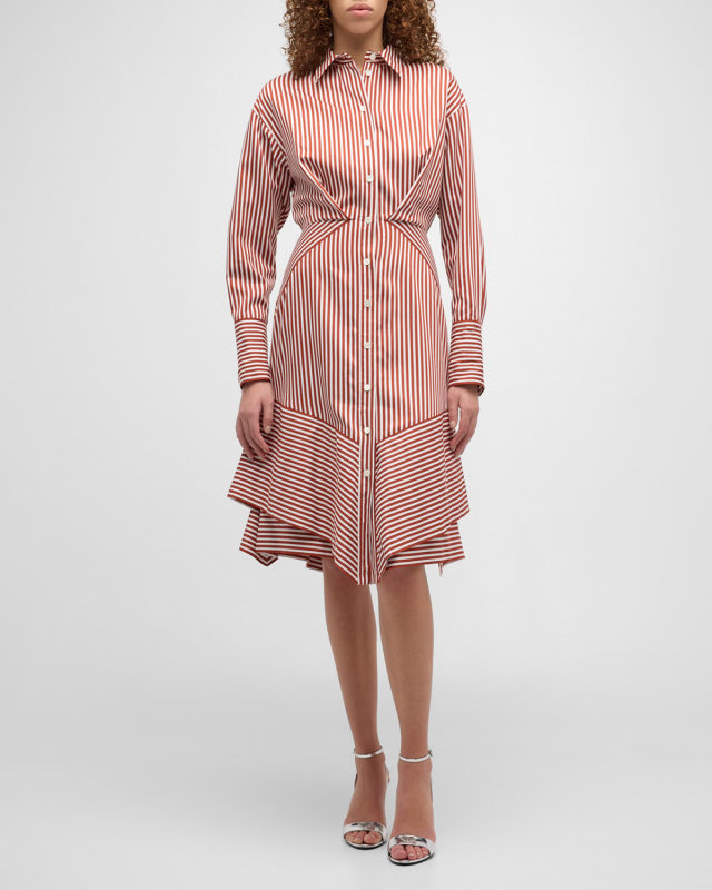 Striped Handkerchief Midi Shirtdress