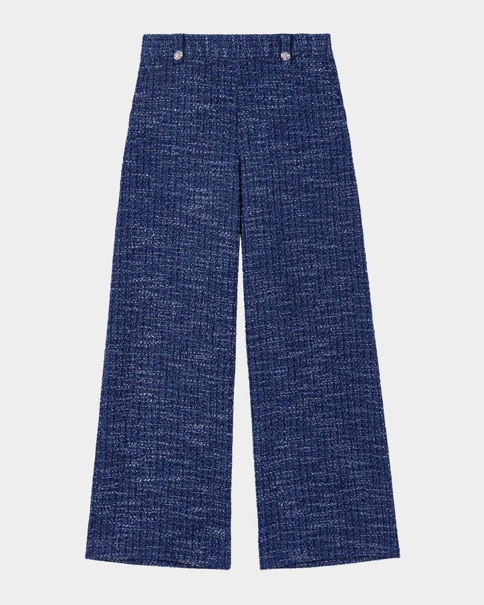 Pillocy Wide-Leg Metallic Tweed Trousers