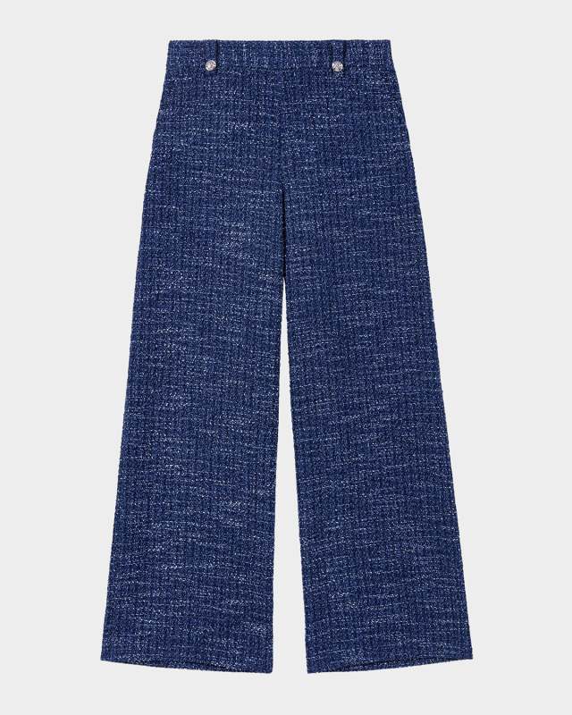 Pillocy Wide-Leg Metallic Tweed Trousers