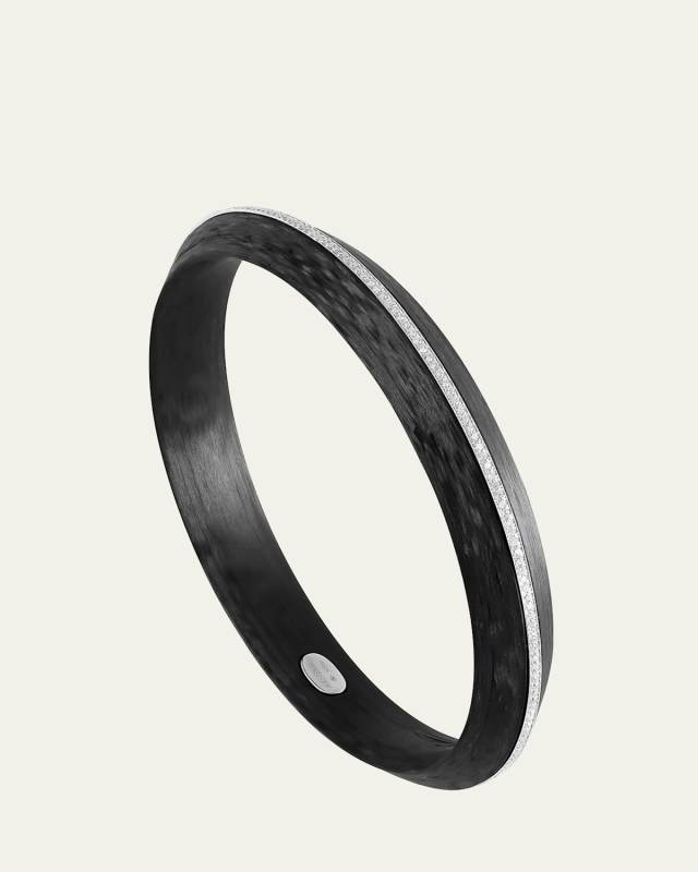 Carbon Fiber 18K White Gold Bangle with Diamonds