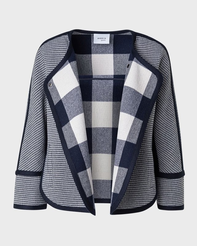 Double-Face Wool Houndstooth Short Jacket